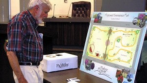 A VISION OF THE FUTURE: Long time Picayune resident and business owner Bill Edwards gave his stamp of approval on the proposed green space development plans, on Tuesday evening in city council chambers.  Jodi Marze | Picayune Item