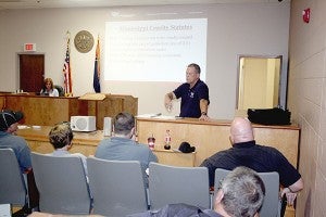 PRESENTATION: Sgt. Ken Sullivan with the Rankin County Sheriff’s Department, presented officers from several law enforcement agencies with information that will help them enforce animal cruelty laws. Photo by Jeremy Pittari